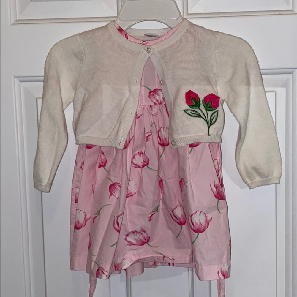 Toddler dress and embroidered cardigan set